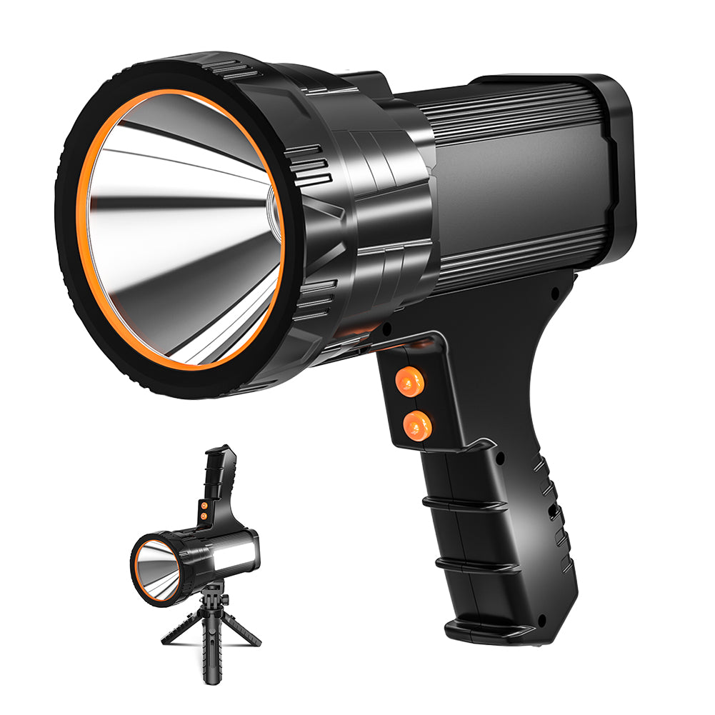 UltraFire Spotlight Flashlight, Rechargeable Handheld LED Spotlight, High-Power 30W Outdoor Searchlight, IPX4 Waterproof And Brightest Flashlight, With USB Output Function