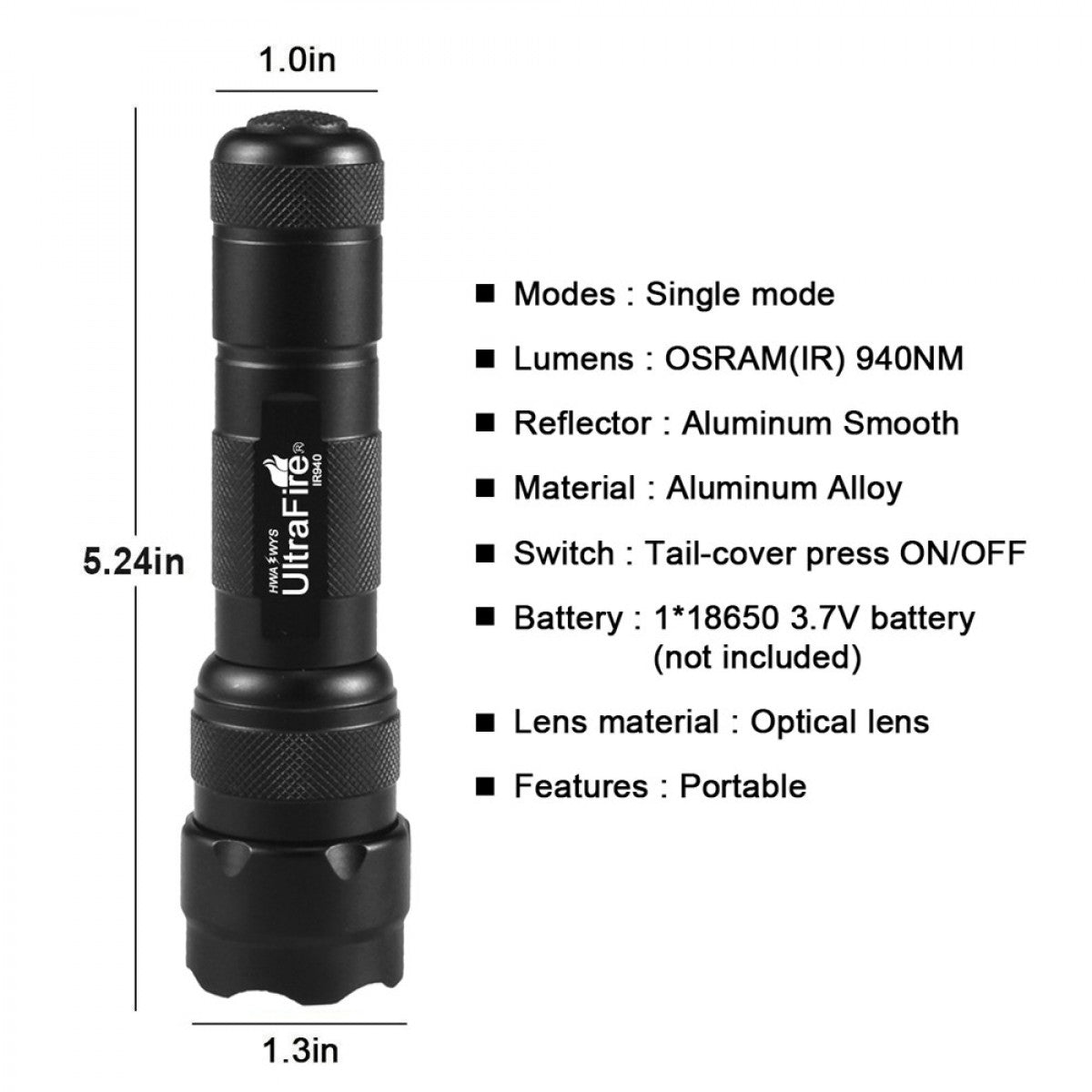 UltraFire Focusing Infrared Night Vision Flashlight 502B 10W LED Tactical Flashlight Infrared Anti-Hunting