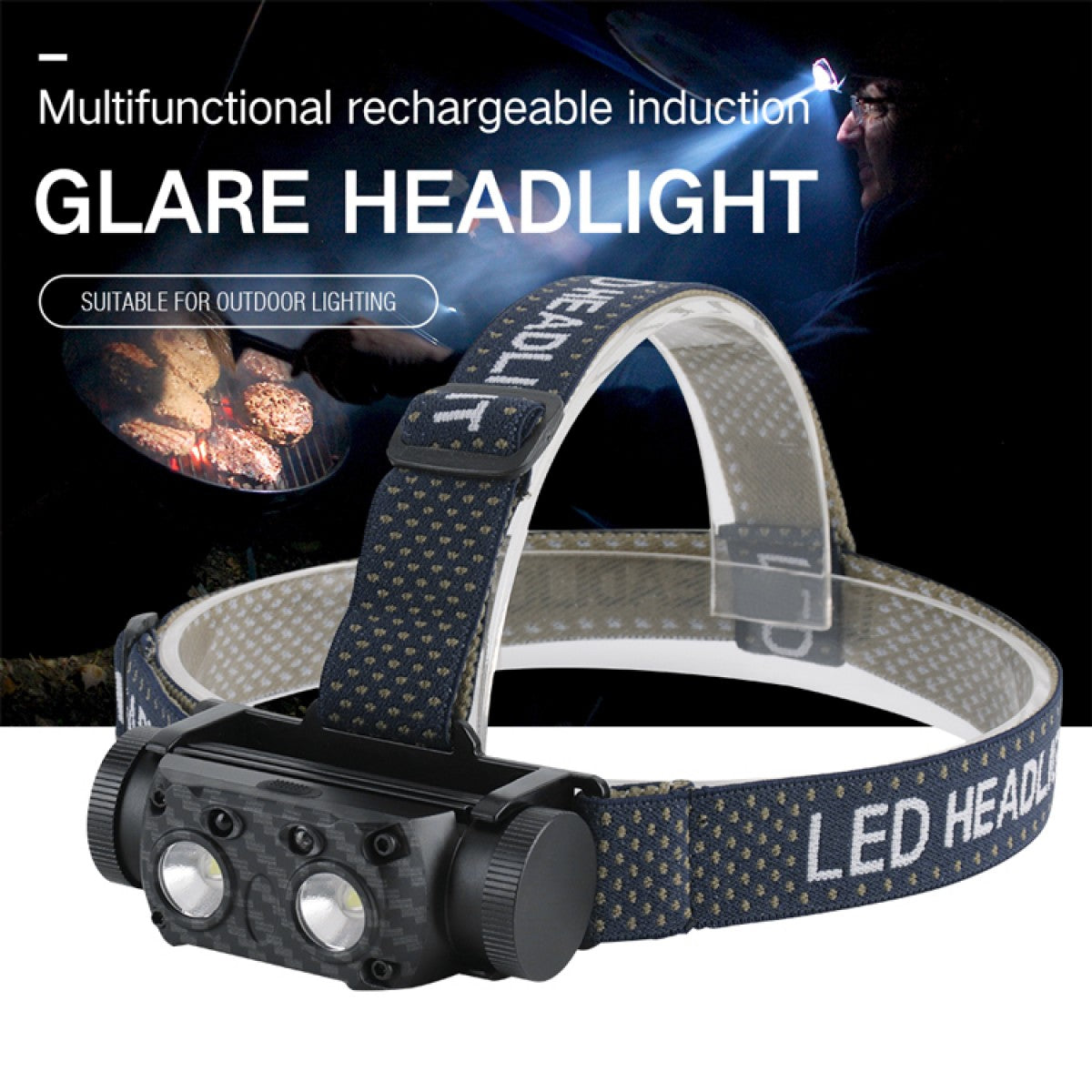 UltraFireUSB Rechargeable Head-Mounted Aluminum Alloy LED Sensor Headlight Kit