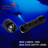UltraFire UF-DIV01V CREE XM-L2 1050LM LED Diving Flashlight